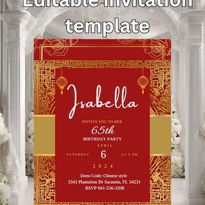 Editable Chinese/Asian Themed Customizable Invitation