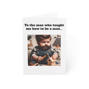 Carte de voeux virile d'anniversaire ou de fête des pères, conception virile de bébé garçon, message réconfortant pour papa, carte pour lui, sosie de bébé Ron Swanson