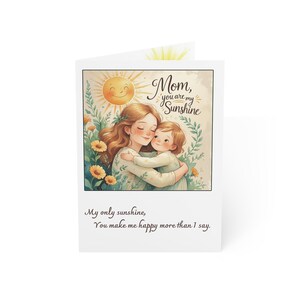 Muttertag Grußkarten, You Are My Sunshine Illustration, Mutter-Tochter Design, Aquarell Druck, gelbe Blumen, warme liebevolle Farben