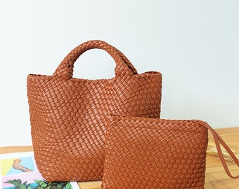 100% Hand-woven Tote bag for women, Casual, Large-capacity Woven Shoulder bag, Portable Mother-in-law bag, Mother's Day gift