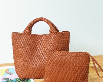 Bolso de mano 100% tejido a mano para mujer, Casual, Bolso de hombro tejido de gran capacidad, Bolso portátil para suegra, Regalo del Día de la Madre