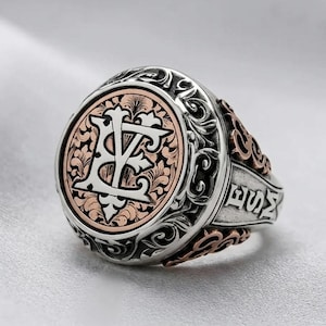 Personalisierbarer Monogramm-Namensring, 925er Silber, Siegelring