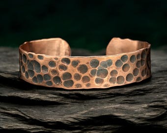 Hand-Forged Copper Cuff Bracelet: Engraved Artisan Design