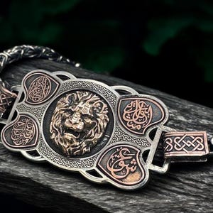 Sterling Silver Lion Bracelet: Handcrafted 925 Chain, Personalized Design