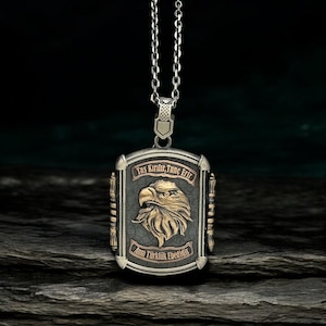 Personalized Man Eagle Head Pendant - Silver Man Eagle Head Necklace - Customizable Silver Eagle Head And Letter Necklace - Mother Day Gift