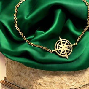 14K Gold Compass Bracelet - Perfect Gold Jewelry for Travelers & Christmas Gifts - Real Gold Compass Charm Bracelet - Unique Journey Jewelry