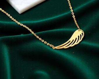 ゴールドエンジェルウィングネックレス、キュービックジルコニア