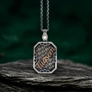Sterling Silber Personalisierte Name Anhänger Halskette - Silber Mann Kostüm Buchstabe Halskette - Handgemachte Halskette - Silber Mann Buchstabe Halskette