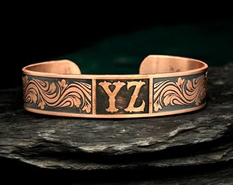 Personalized Copper Cuff Bracelet: Custom Quote, Engraved Initials