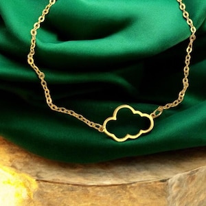 14K Solid Gold Cloud Bracelet: Handmade Minimalist Charm