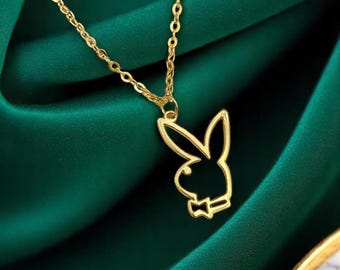 プレイボーイ バニーネックレス - ゴールドフィルドチェーン、バニー