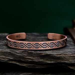 Rustikales Kupferarmband-Set - Kupfermann - Personalisiertes Manschettenarmband - Kupfer handgefertigte gravierte Manschetten - Rustikaler Schmuck - Einzigartiges Kupferarmband