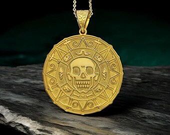 Collana Pirata Donna Oro Con Ciondolo Moneta – Gioiello Strati Retrò – Catena Grossa Per Costumi E Festa A Tema
