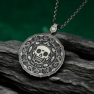 Silver Caribbean Coin Necklace - Pirate Theme Jewelry - Silver Pirate Coin Necklace - Piece of Eight Pirate Coin Pendant - Mother Day Gift