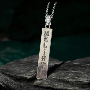 Personalisierte Fingerabdruck Halskette - Silber Kostüm Buchstaben Halskette - Benutzerdefinierte Silber Namen Halskette - Silber Personalisierte Paar Halskette