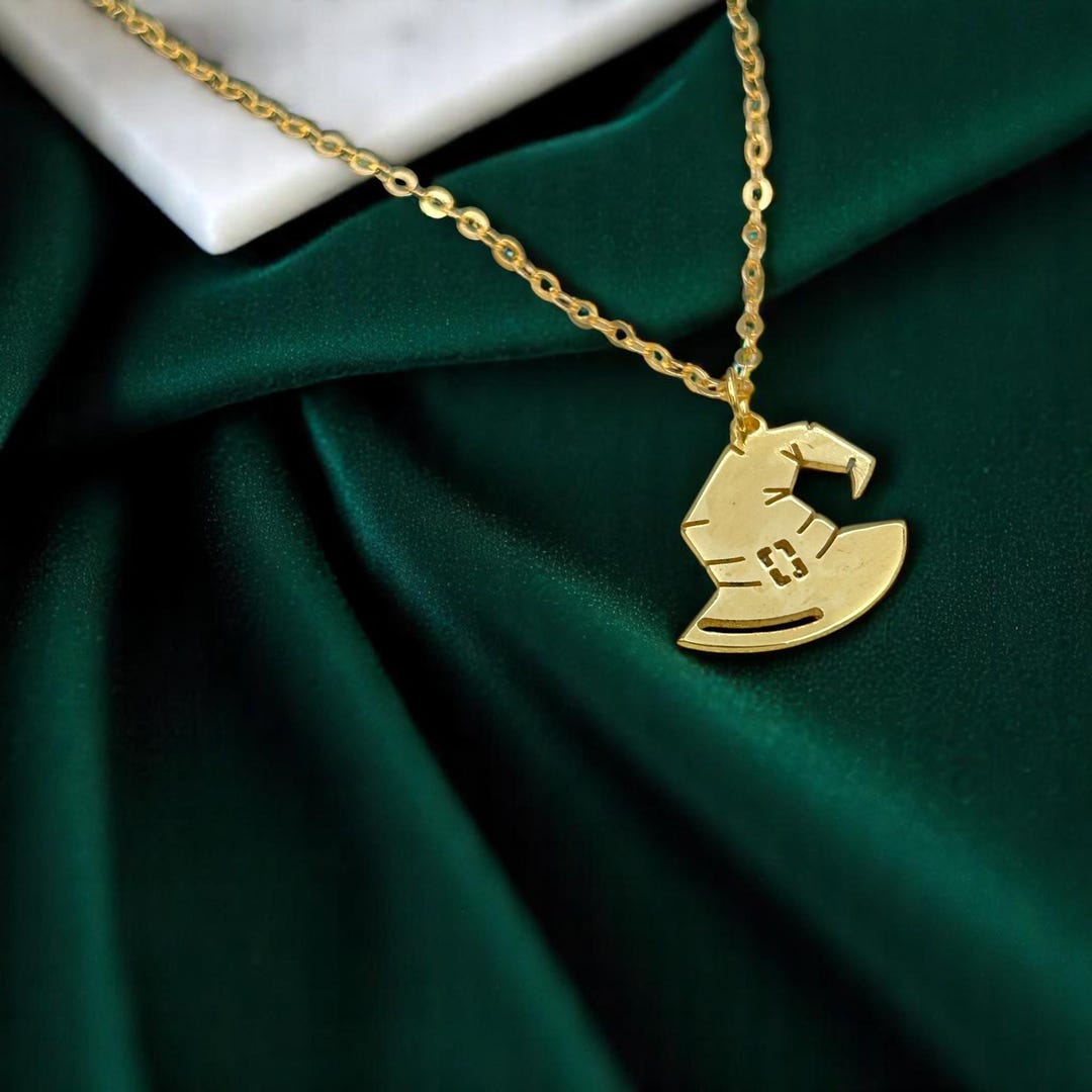 14K Solid Gold Personalized Witch Hat Necklace • Real Gold Witch Hat ...