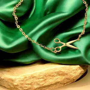 14K Solid Gold Scissors Bracelet: Hairstylist Gift