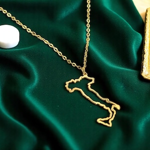 Italien Karte Gold Anhänger - Weltkarte Halskette Globe Charm - Gold Italien Karte Halskette - Karte von Sizilien Italien Halskette - Land Halskette