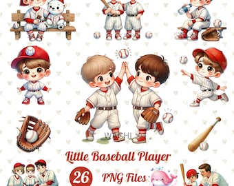 Baseball Clipart: 26 PNG Files, Watercolor Style (Digital Download)
