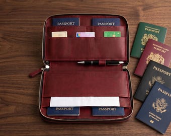 Important Documents Organizer Leather, A5 Document Holder Zipper, Secure Family Papers Folio