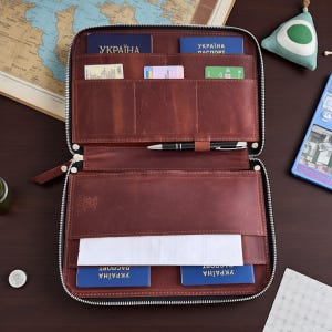Leather A5 Organizer Zip Folder, Travel Document Holder, Leather Portfolio, Gift for Him