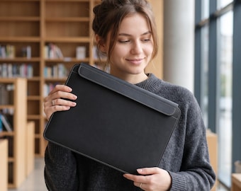 Leather Laptop Sleeve Gift Magnetic, Full Grain MacBook Case, Handmade Cover for Him and Her