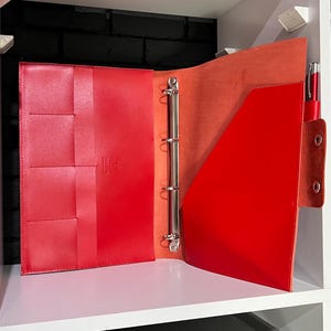 Diário recarregável personalizado – Pasta de documentos A4 de couro com fichário de 4 argolas, portfólio personalizado gravado para presente de 1º aniversário de casamento
