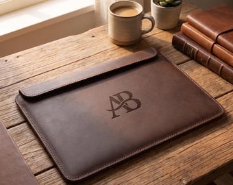 Handmade Leather MacBook Sleeve Magnetic, Vintage Laptop Case, Artisan Full Grain Leather Cover