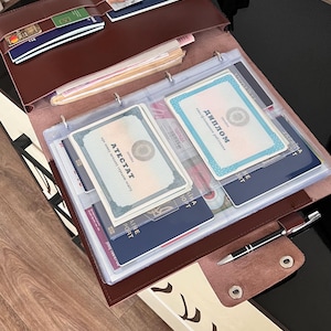 Reliure de portefeuille en cuir brillant - Organiseur A4 personnalisé avec gravure gratuite, journal rechargeable pour le 5e anniversaire de mariage et rangement de documents