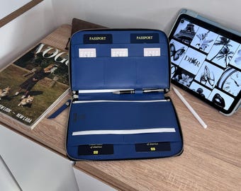 A5 Leather Organizer with Zipper – Document Folder, Travel Passport Wallet, Personalized Business Portfolio Gift