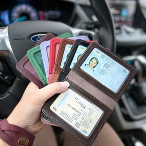 Portadocumenti in pelle – Portafoglio sottile per patente di guida, carte di credito, porta carte personalizzato per uomo e donna, regalo perfetto per i viaggiatori