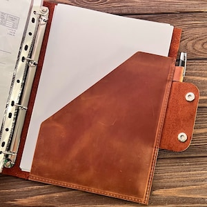 Organizador de documentos A4 de cuero personalizado con carpeta de 4 anillas: agenda vintage de cuero premium para hombres, negocios y artículos esenciales de viaje.