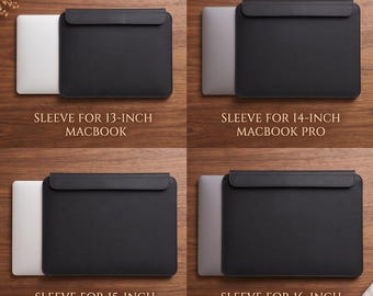 Genuine Leather MacBook Sleeve Magnetic, Handmade Laptop Case, Full Grain Leather Gift for Him