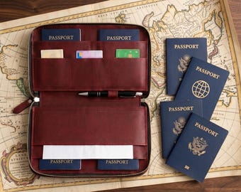 A5 Leather Portfolio Zipper, Padfolio Document Holder, Leather Folio Organizer with Zip