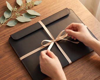 Leather MacBook Air 15 Sleeve Magnetic, Full Grain Laptop Case 13 inch, Genuine Leather Cover