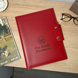 Familie Dokumenten-Organizer A4 | Ledermappe | Reise-Ordner | Ringbuch | Kostenlose Gravur