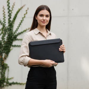Slim Leather MacBook Sleeve Magnetic | MacBook Air 13 15 Case | Minimalist Crazy Horse Laptop Cover