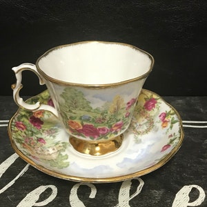 Vintage Royal Albert A Celebration Of The Old Country Roses Garden Teacup And Saucer Collectible