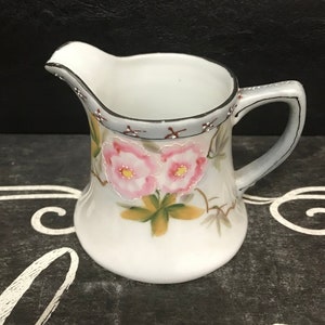 Vintage Nippon Porcelain Hand Painted Floral Creamer Made In Japan (3 1/4 Inches H’ X 3 Inches W’)