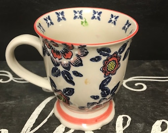 Vintage Royal Yakohoma Studio Floral Embossed Foot Hand Painted Coffee Mug.