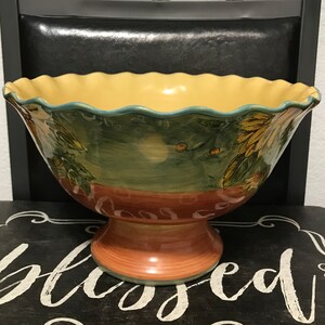 Terra Sunflower Bowl Footed Sunflower Fruit Bowl Pedestal Centerpiece