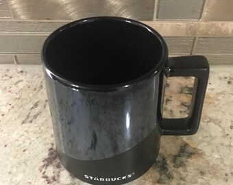 2017 Starbucks Two Toned Dark Blue & Black Design Cup 14 Oz Collectible  Coffee Mug (4 1/4 Inches H X 3 Inches W)