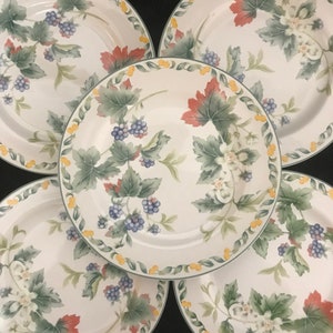Julie Pople Country Fruit Collection Hand Painted Salad And Dessert Plate Set Of Six (8 Inches)