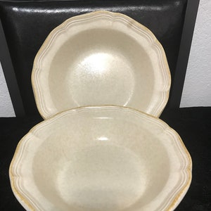 1976 Two Mikasa Beige Country Charm Round Rimmed Stoneware Serving Bowl Made In Japan (2 1/4 Inches H’ X 10 Inches W’) Set Of Two