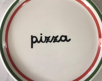 Baldelli Italia White Pizza Red Green Stripe Made In Italy Brand New Round Dinner Plate (10 Inches)