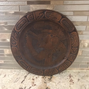 Honduras Al Vernon Garton Hand Carved Wooden Wall Hanging Collectible Cultural History Artwork Decor Plaque (13 Inches)