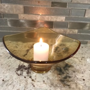 Bernstein Gelb Glas Quadrat Candy Dish Schlüsselhalter Badezimmer Dekor Sammelschüssel Kerzenhalter Nur (6 Zoll L &#39;)