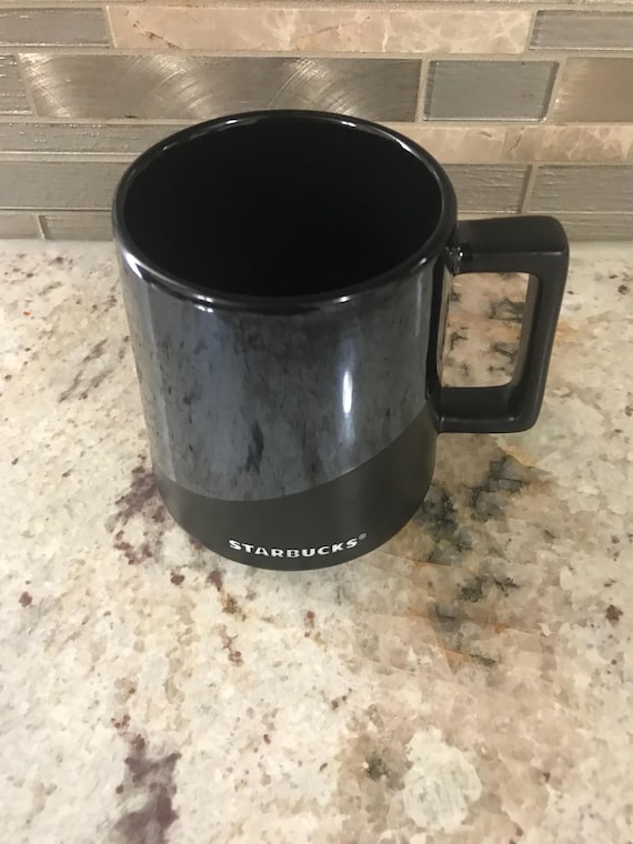 2017 Starbucks Two Toned Dark Blue & Black Design Cup 14 Oz Collectible  Coffee Mug (4 1/4 Inches H X 3 Inches W)