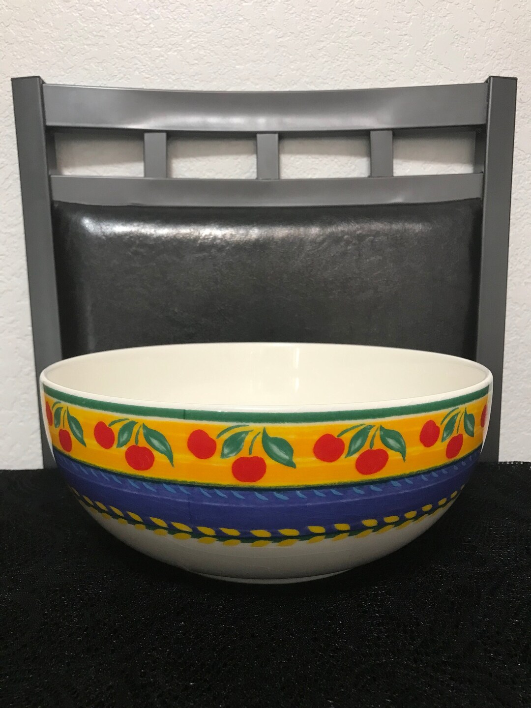 1995 Vista Alegre Portugal Cherries Hand Painted Large Serving