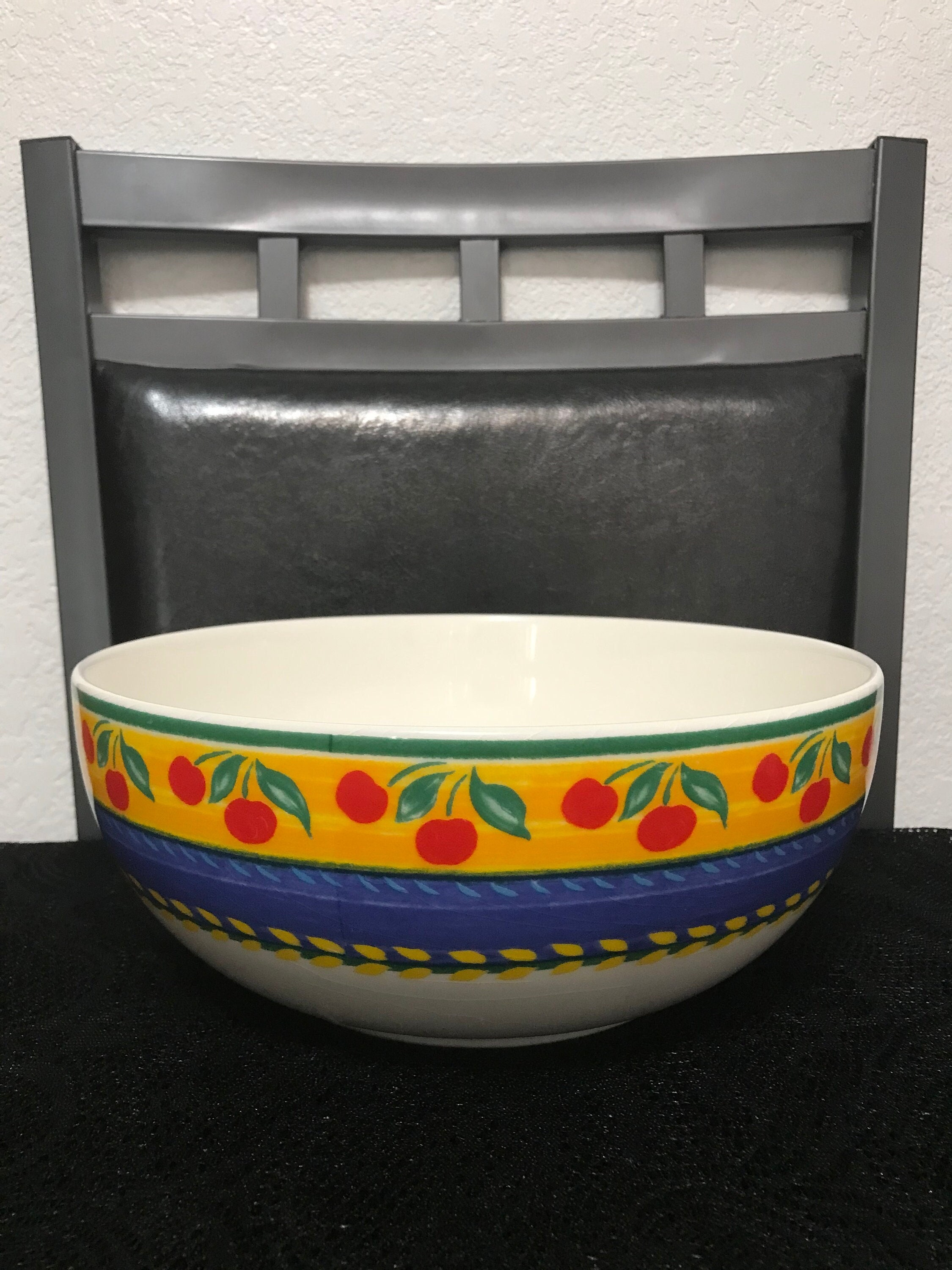 1995 Vista Alegre Portugal Cherries Hand Painted Large Serving